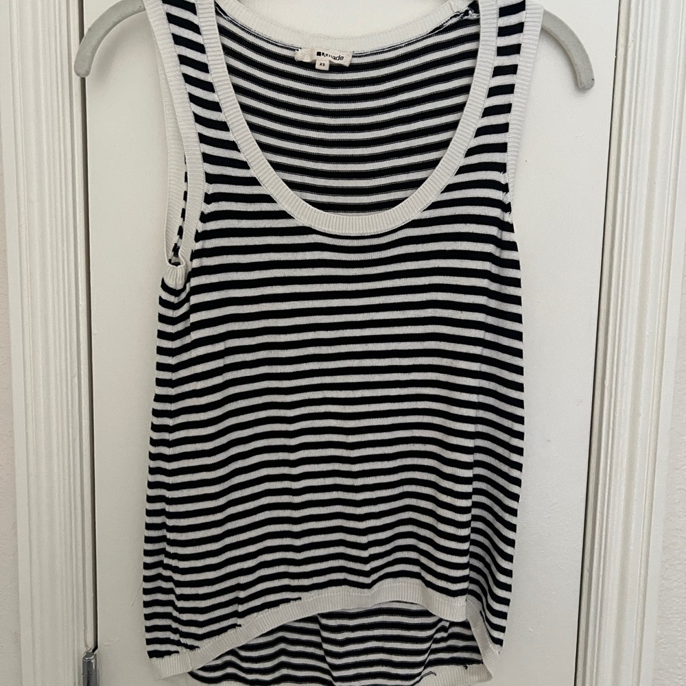 LA made Black & White Striped Ribbed Tank